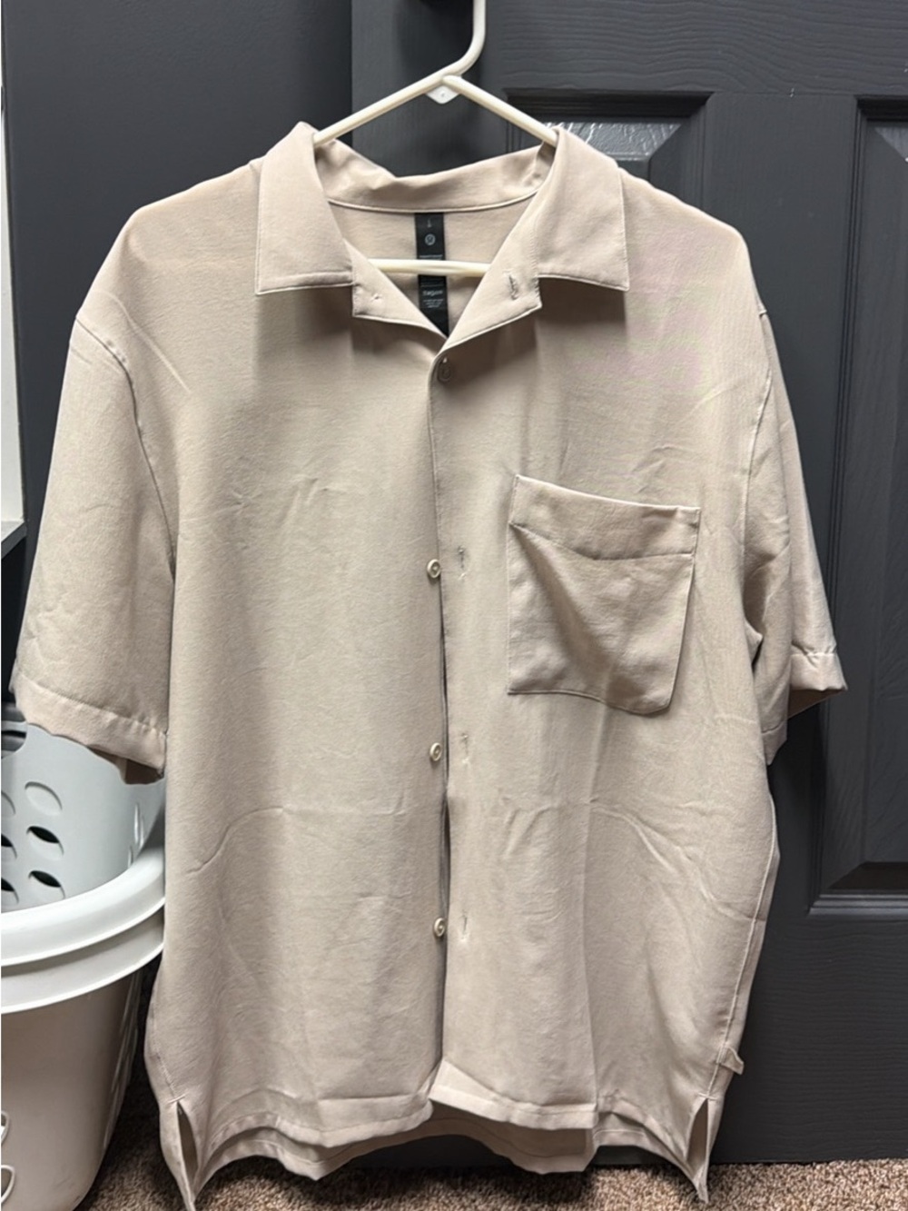 lululemon athletica Short Sleeve Button-Down Shirt in Light Beige
